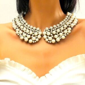 Zara Pearl Collar Statement Necklace